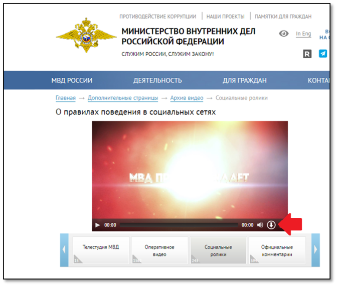Видеоролики от МВД РФ.